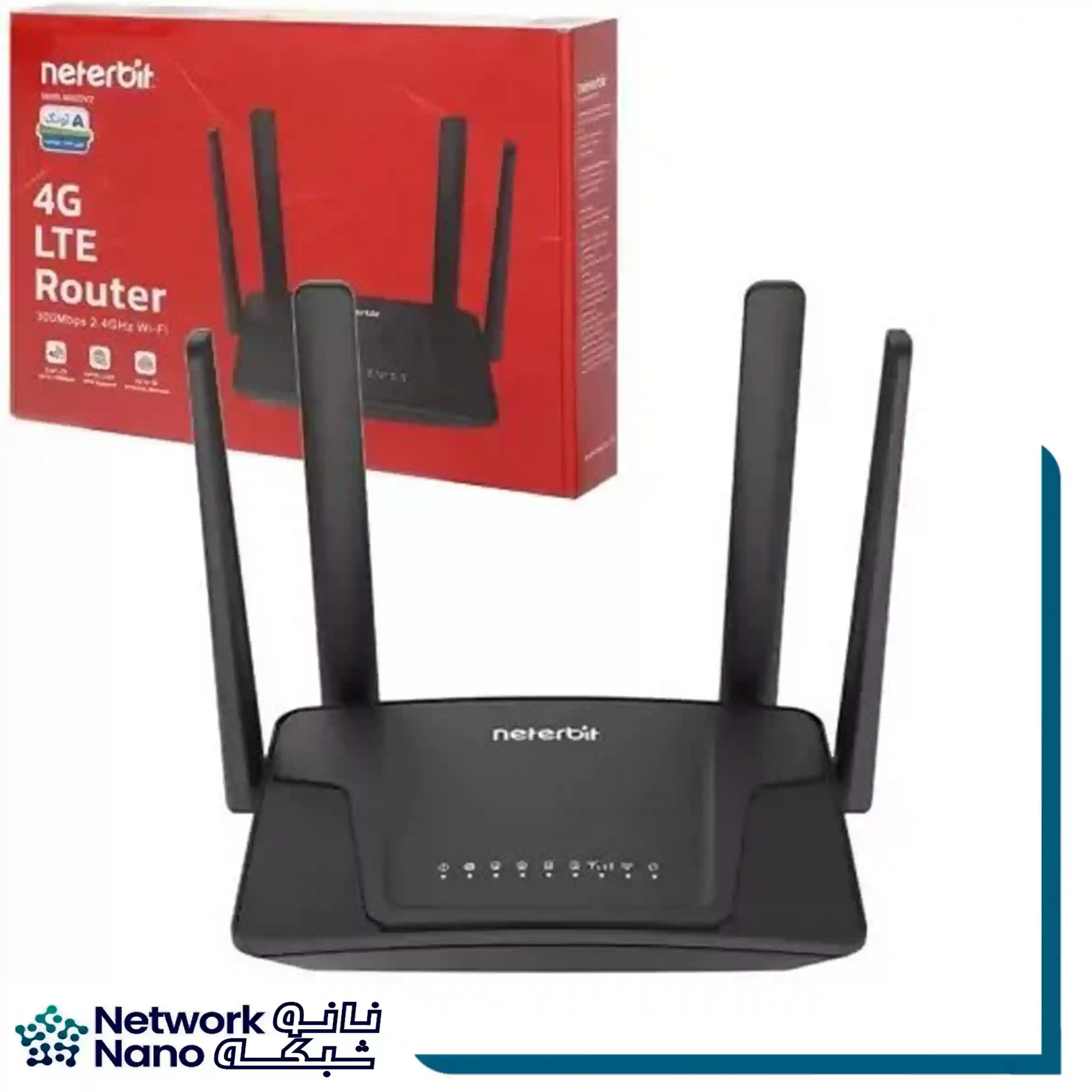 مودم سیم کارتی نتربیت مدل NWR-M920 v2 با چهار آنتن قدرتمند و پورت‌های شبکه
